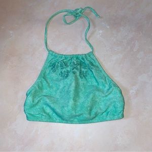 Aerie Teal Green Halter Tie Swim Bikini Top
